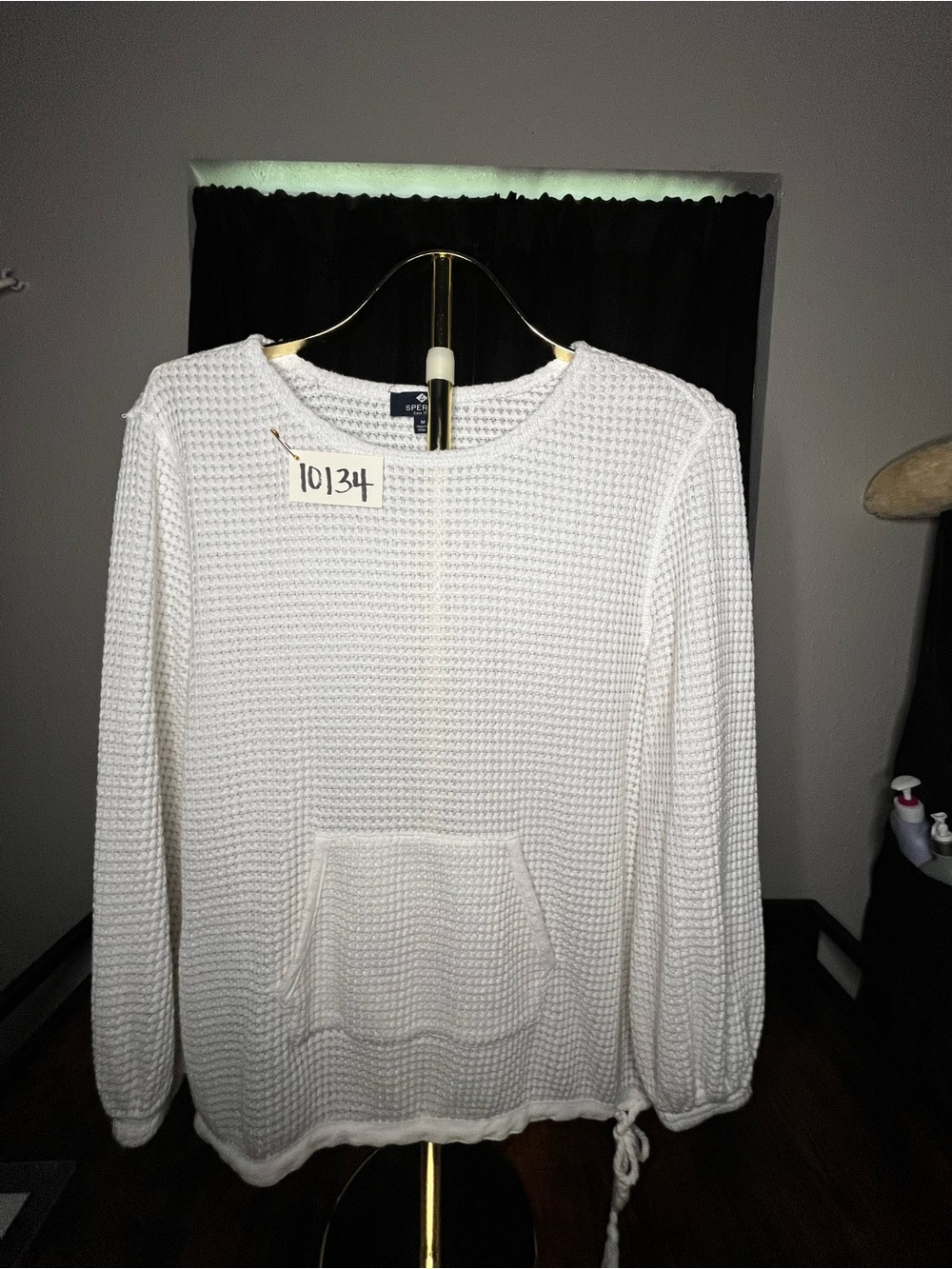 Sperry White Waffle Knit Pullover Sweater Size Medium